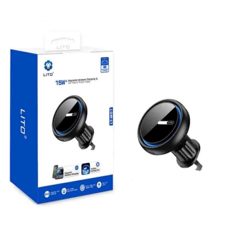  LT-W07 Car Phone Holder with 15W Magnetic Wireless Charger 