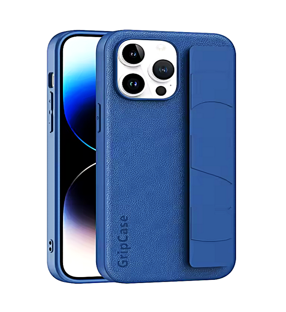  Smart Hand Grip Safety Case Made of High Quality PU Leather, PC & TPU Cover - Full Protection with Stylish and Modern Design Compatible with iPhone 15 Pro Max 