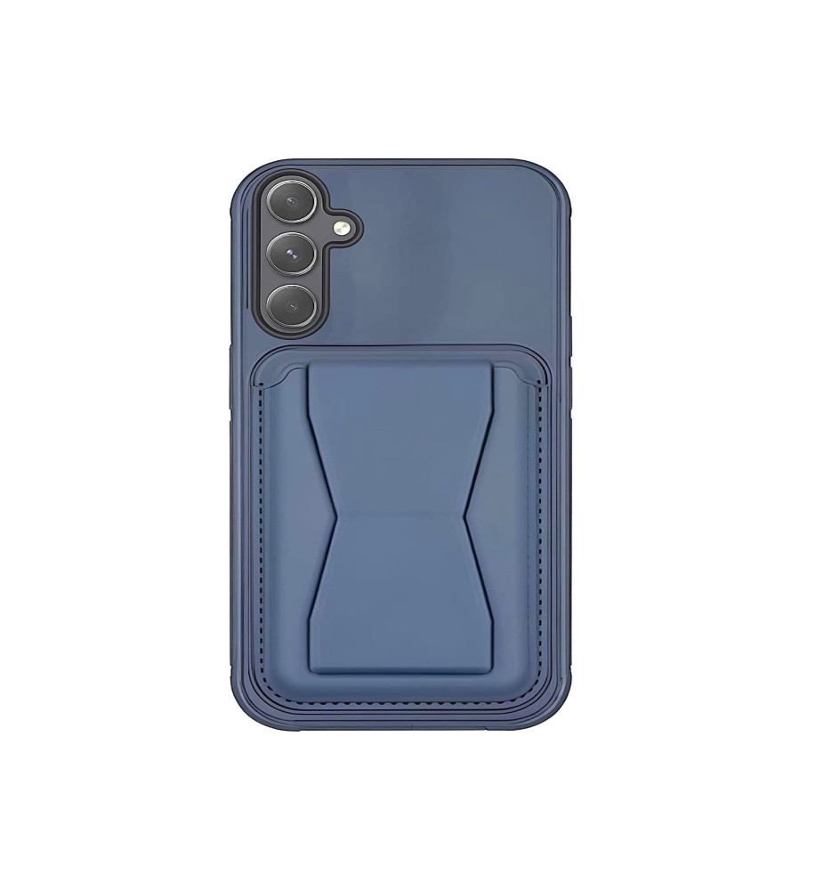  جراب عملي وأنيق خامة تشبه الجلد من بولي إيثيلين، حواف واقية بارزة، محفظة كروت مدمجة ومسند مخفي متوافق مع هاتف سامسونج A16 