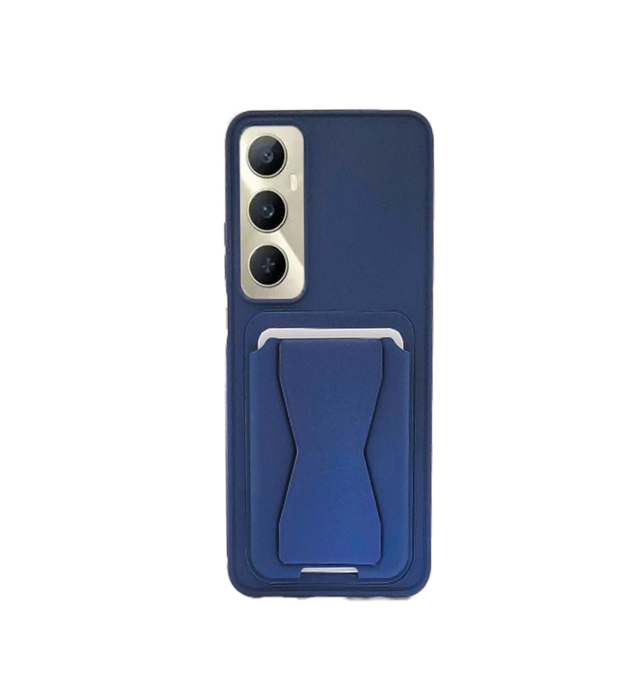  جراب عملي وأنيق خامة تشبه الجلد من بولي إيثيلين، حواف واقية بارزة، محفظة كروت مدمجة ومسند مخفي متوافق مع هاتف ريلمي C65 