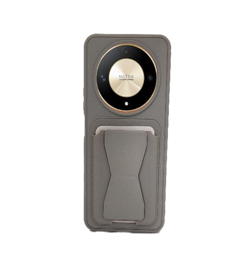  جراب عملي وأنيق خامة تشبه الجلد من بولي إيثيلين، حواف واقية بارزة، محفظة كروت مدمجة ومسند مخفي متوافق مع هاتف أونر X9C 