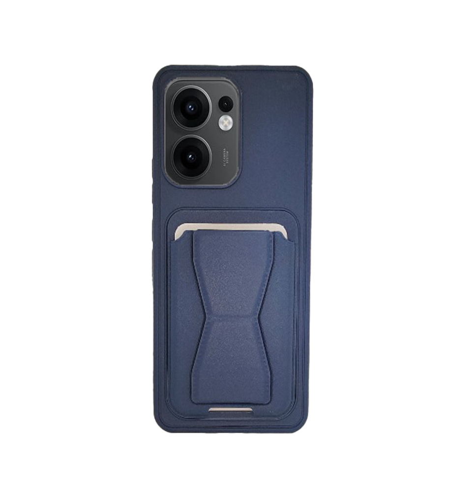  جراب عملي وأنيق خامة تشبه الجلد من بولي إيثيلين، حواف واقية بارزة، محفظة كروت مدمجة ومسند مخفي متوافق مع هاتف اوبوو رينو 13F 5G 