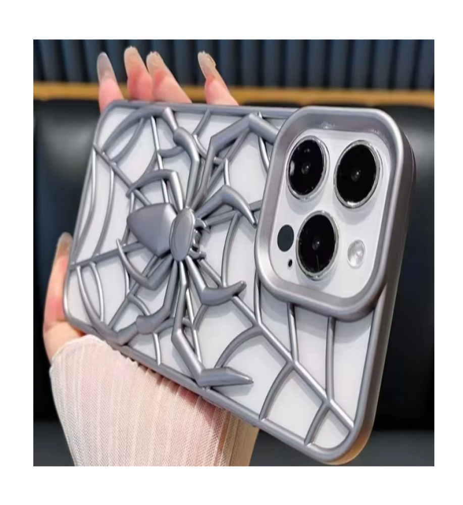  جراب حماية سليكون ثلاثي الأبعاد على شكل شبكة العنكوب مجوف لتقليل الحرارة و ضد بصمة الأصابع متوافق مع ايفون 14 برو ماكس 