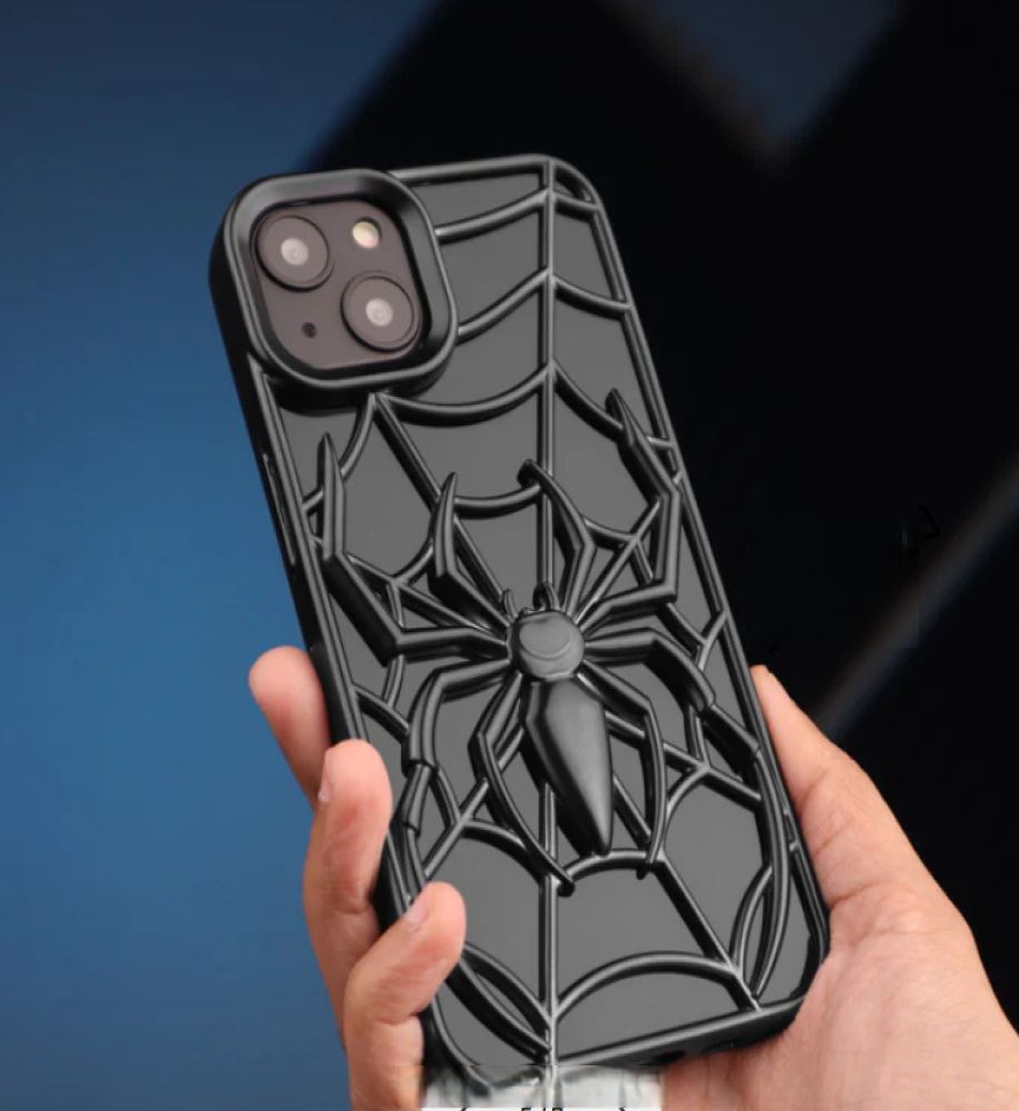  جراب حماية سليكون ثلاثي الأبعاد على شكل شبكة العنكوب مجوف لتقليل الحرارة و ضد بصمة الأصابع متوافق مع ايفون 15 