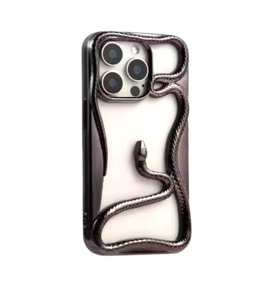  جراب حماية سليكون ثلاثي الأبعاد على شكل الثعبان مجوف لتقليل الحرارة متوافق مع ايفون 16 برو ماكس 