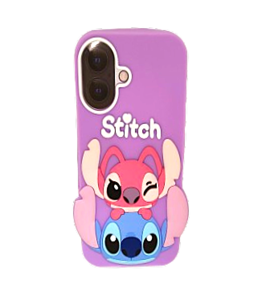  جراب سليكون حماية من الصدمات مع اشكال استيتش 3D متوافق مع ايفون 16 