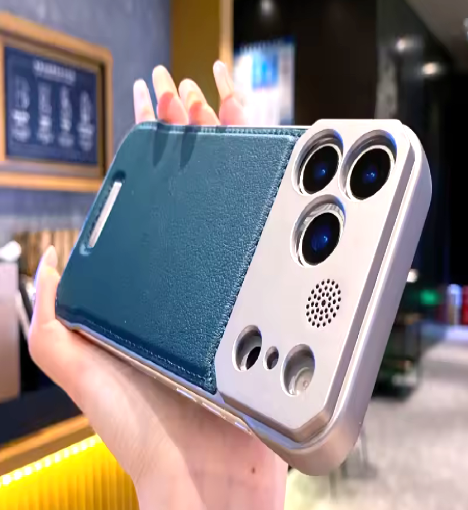  جراب مزيج من الجلد والإطار المعدني خفيف الوزن، حماية راقية لهاتفك مع دعم كامل للشحن اللاسلكي موبايل ايفون 16 