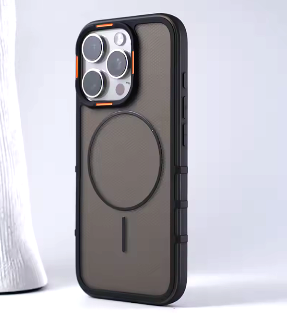  جراب حماية قوية و أنيقة و شحن مغناطيسى، مقاومة للصدمات، ضد بصمات، مع شفافية أنيقة وإطار بارز بلون شيك لحماية الكاميرا والشاشة متوافق مع ايفون 14 برو 