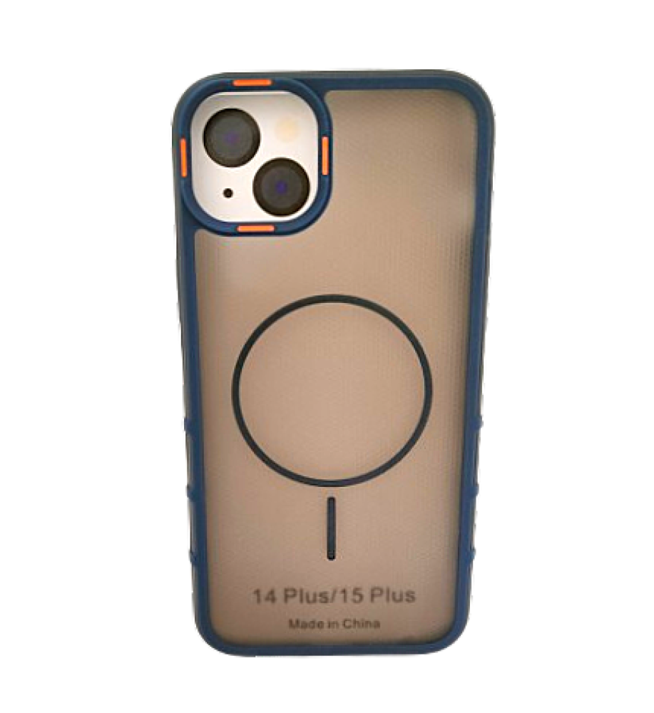  جراب حماية قوية و أنيقة و شحن مغناطيسى، مقاومة للصدمات، ضد بصمات، مع شفافية أنيقة وإطار بارز بلون شيك لحماية الكاميرا والشاشة متوافق مع ايفون 14 بلاص 