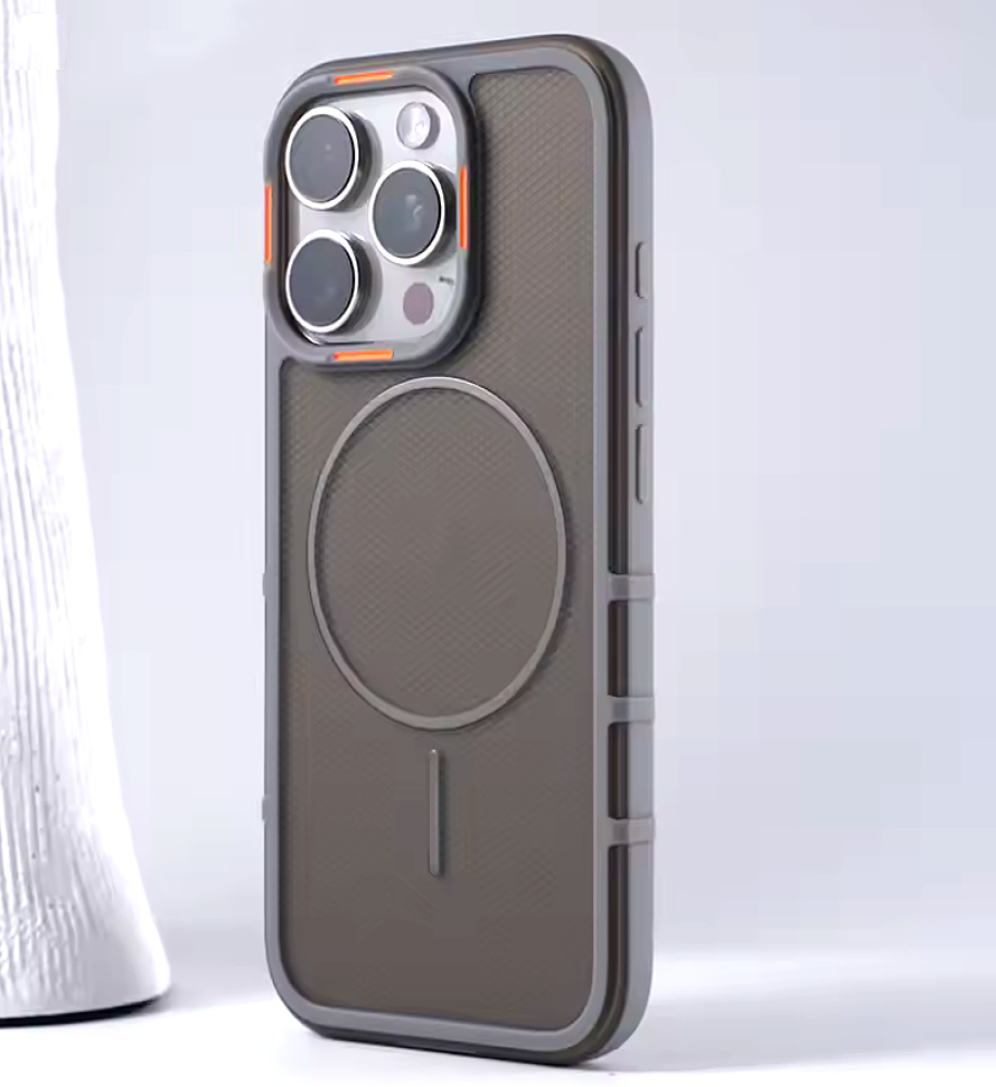  جراب حماية قوية و أنيقة و شحن مغناطيسى، مقاومة للصدمات، ضد بصمات، مع شفافية أنيقة وإطار بارز بلون شيك لحماية الكاميرا والشاشة متوافق مع ايفون 13 بروماكس. 