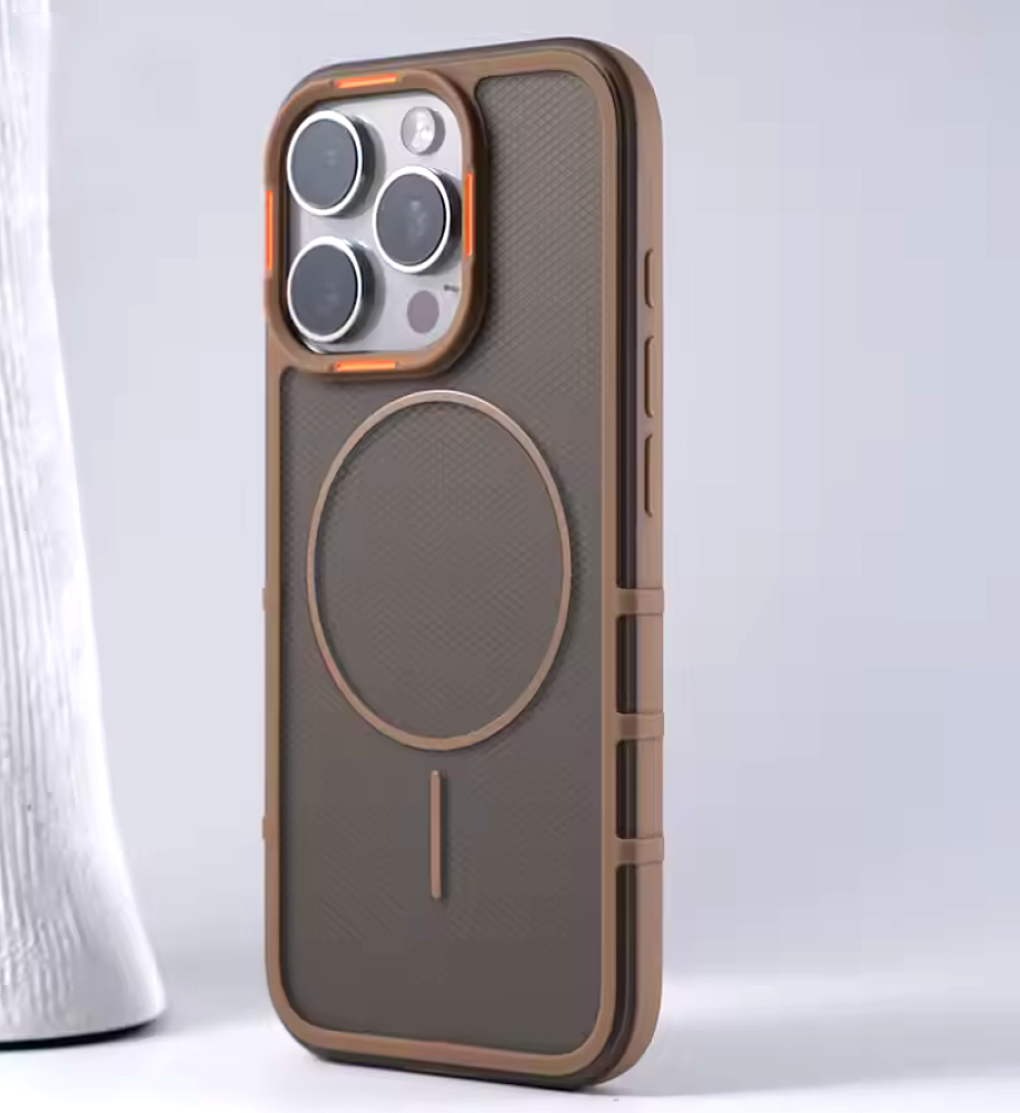  جراب حماية قوية و أنيقة و شحن مغناطيسى، مقاومة للصدمات، ضد بصمات، مع شفافية أنيقة وإطار بارز بلون شيك لحماية الكاميرا والشاشة متوافق مع ايفون 16 برو 