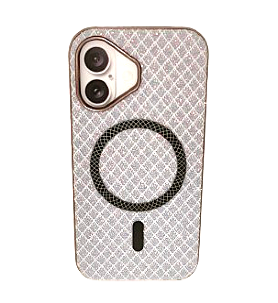  جراب إستراس مرصع بالكريستال فاخر بإطار معدني وبطانة شَمواه — لامع و أنيق وحماية ضد الصدمات متوافق مع هاتف ايفون 16 