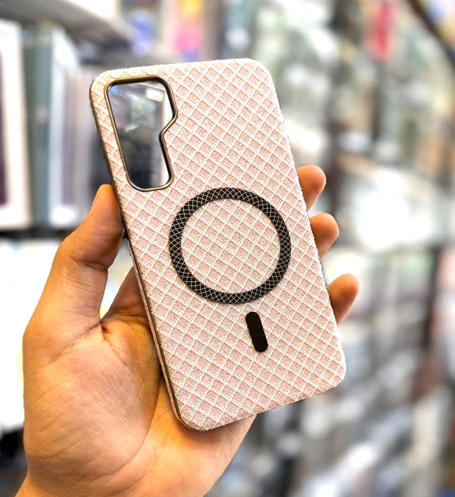  جراب إستراس مرصع بالكريستال فاخر بإطار معدني وبطانة شَمواه — لامع و أنيق وحماية ضد الصدمات متوافق مع هاتف سامسونج A55 