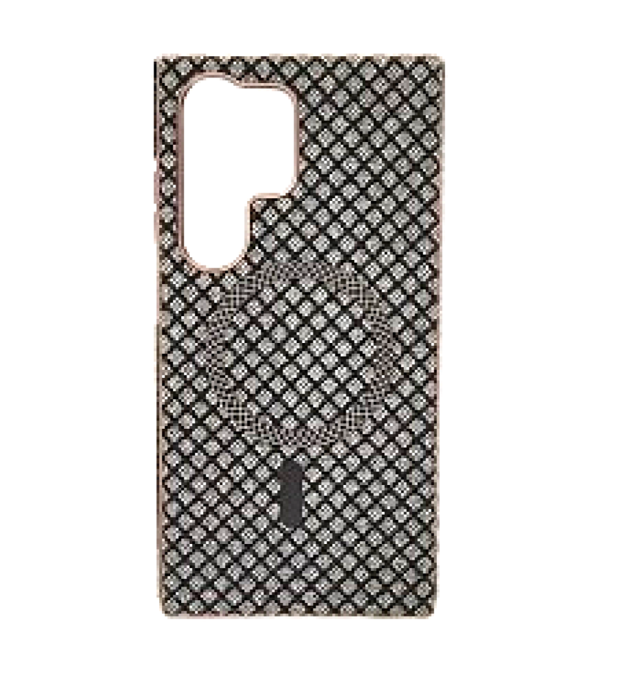  جراب إستراس مرصع بالكريستال فاخر بإطار معدني وبطانة شَمواه — لامع و أنيق وحماية ضد الصدمات متوافق مع هاتف سامسونج إس 24 ألترا 