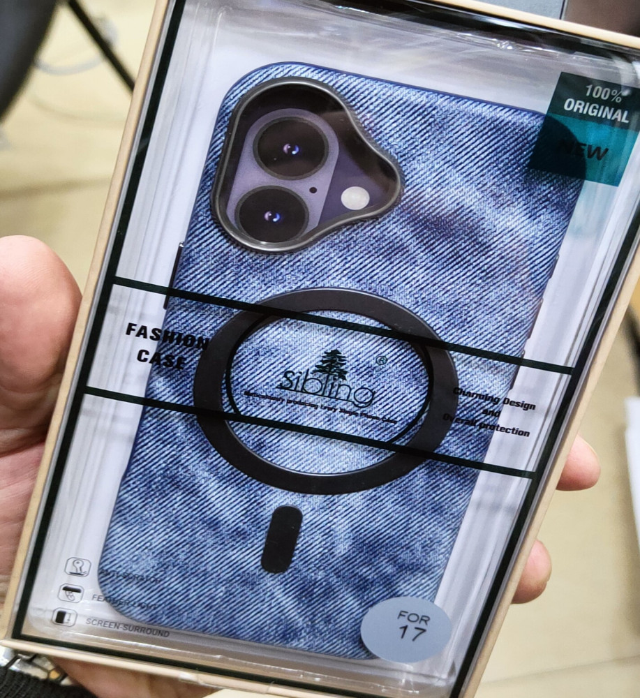  جراب جينز فاخر مع إطار معدني لحماية العدسات، بطانة شمواه ودعم MagSafe/الشحن اللاسلكي متوافق مع ايفون 17 