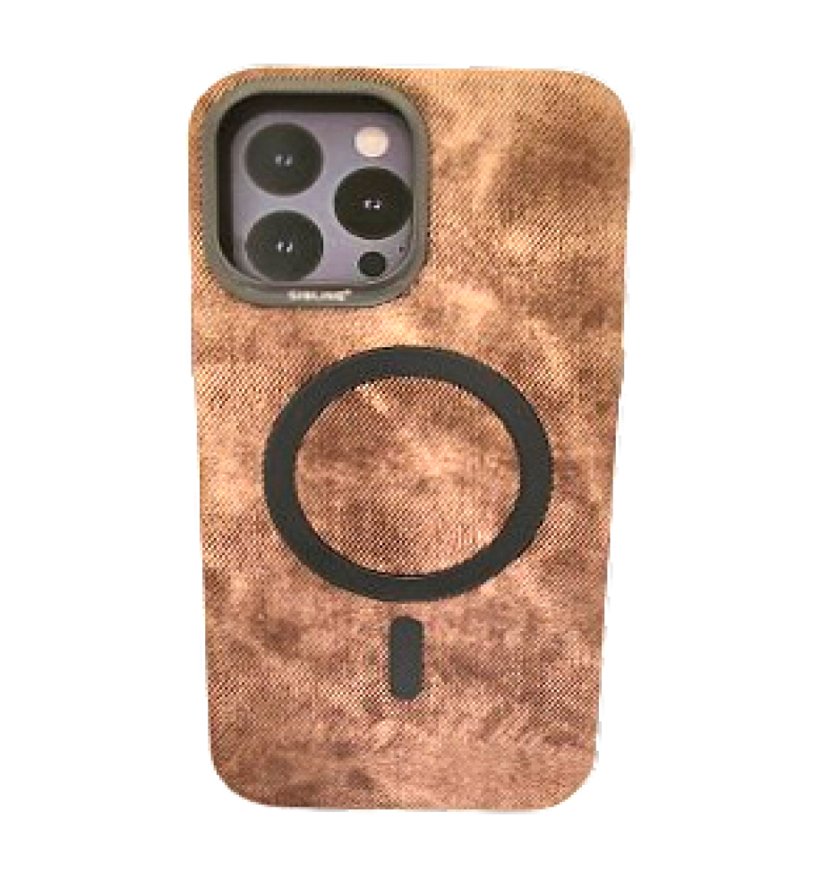  جراب جينز فاخر مع إطار معدني لحماية العدسات، بطانة شمواه ودعم MagSafe/الشحن اللاسلكي متوافق مع ايفون 14 برو ماكس 