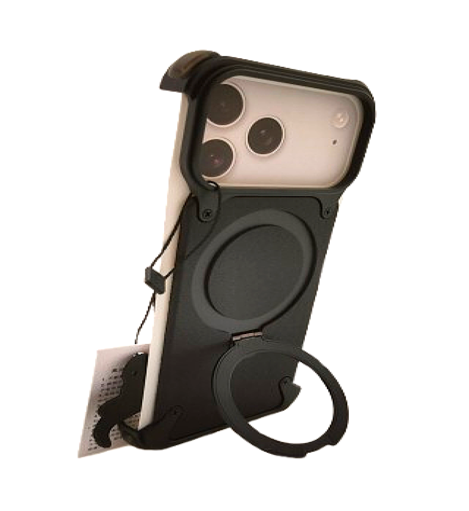  Frameless case with corner protection + built-in ring grip/stand – Stylish solid color for iPhone 17 Pro Max 