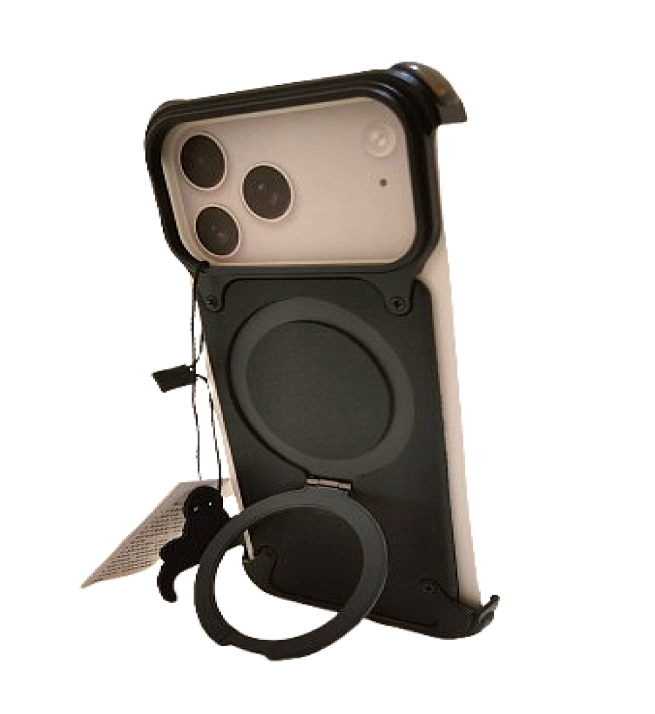  Frameless case with corner protection + built-in ring grip/stand – Stylish solid color for iPhone 17 Pro Max 