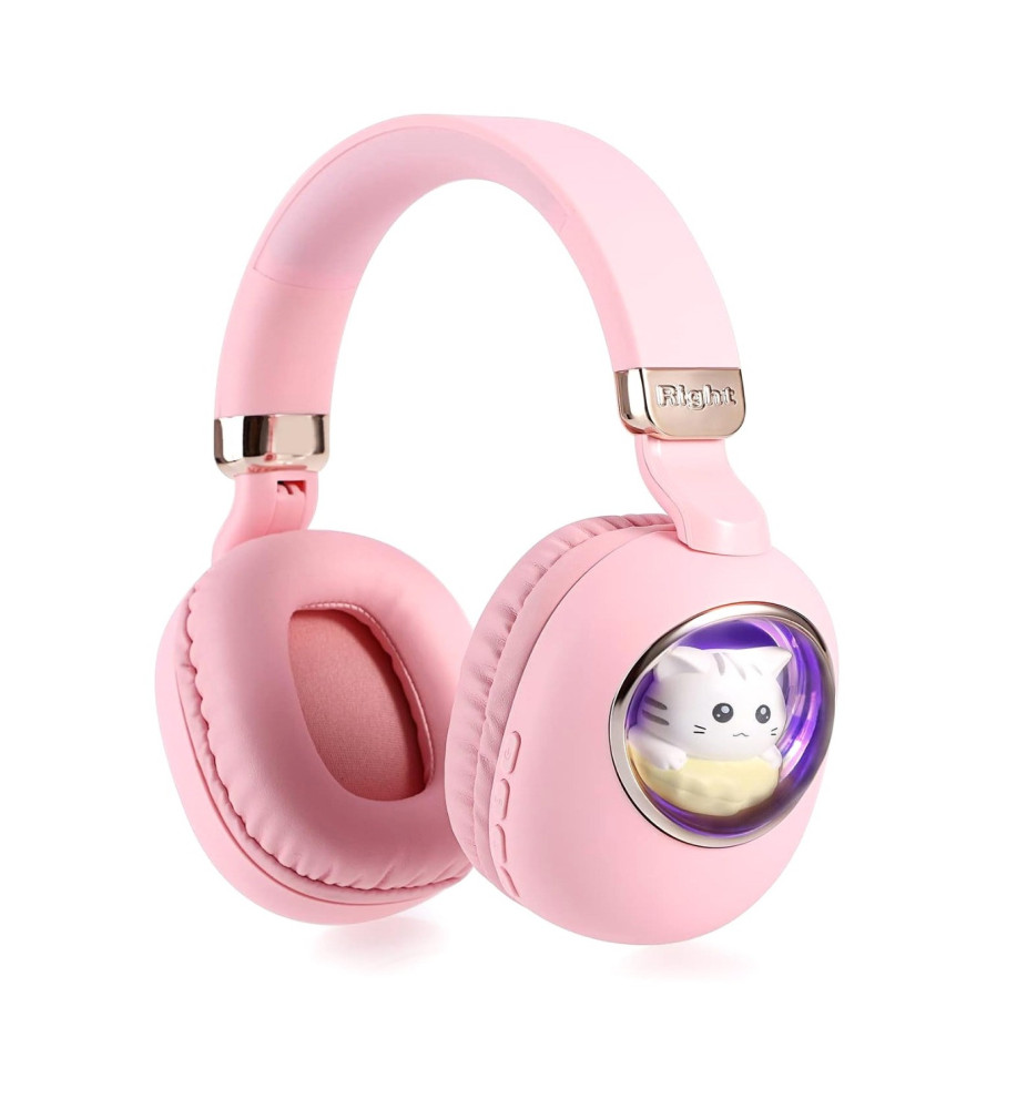  ST862 Cute Cat-Shaped Light-Up Bluetooth Headphones with AUX Support - Cushioned for Ear Comfort - Suitable for All Uses and Compatible with All Mobile Phones, Tablets, and Computers 