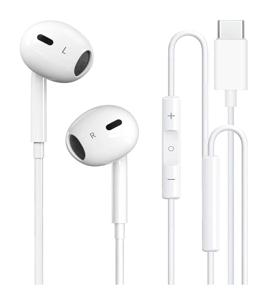  iPhone Type-C Wired Hands-Free Headphones – iPhone Headphones with USB-C Input, Microphone, and Call Control 
