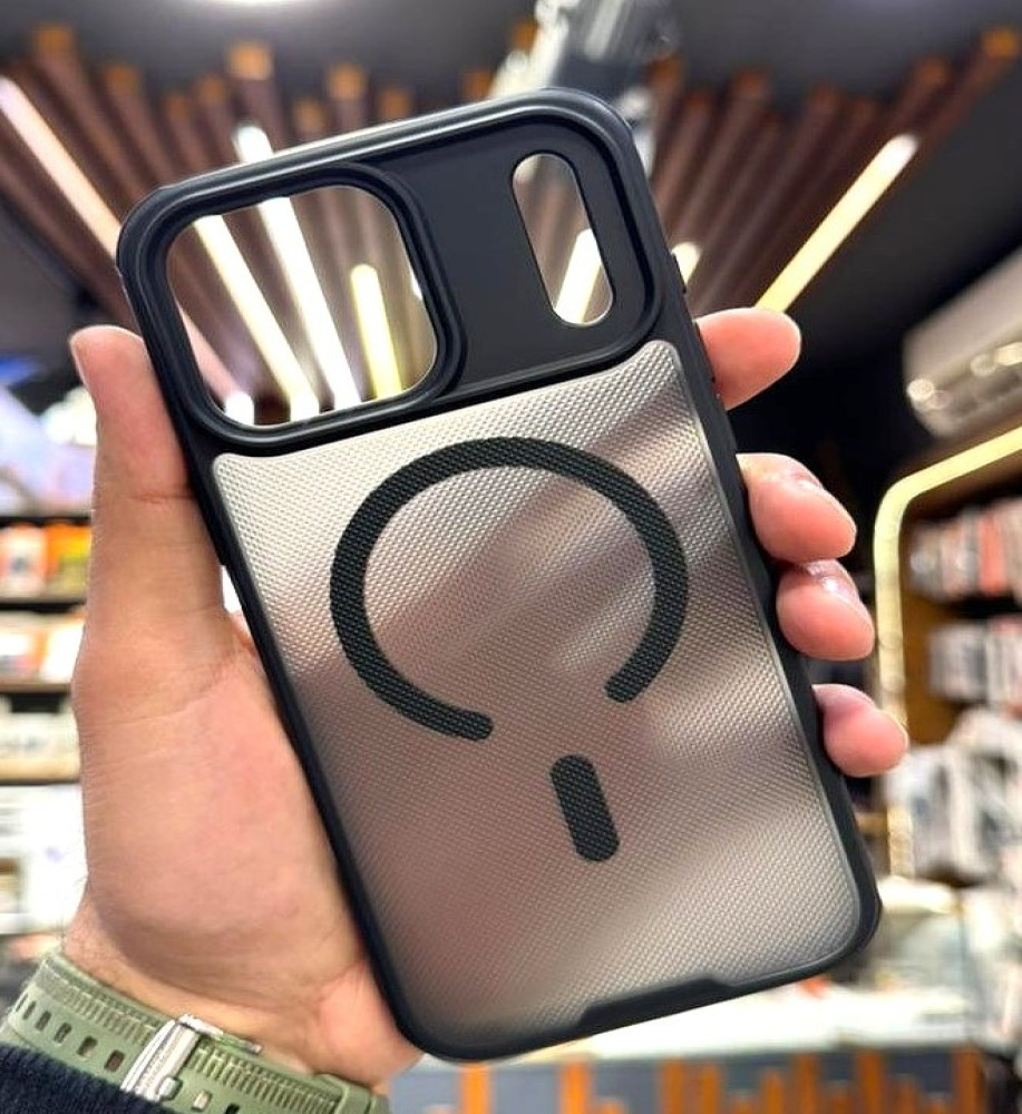  iPhone 17 Pro Max Clear Frosted MagSafe Case – Fingerprint and Shockproof Protective Cover with Thick Black Frame, also available for 16 Pro Max and Samsung S25 Ultra. 