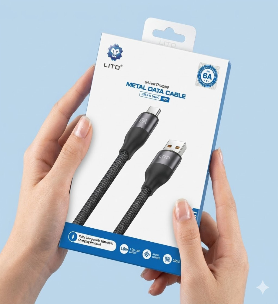  LITO LD23T 6A Fast Charging and Data Transfer Cable (USB-A to Type-C) - Braided and Extremely Durable 