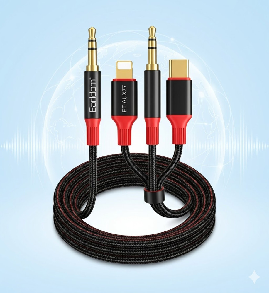  Earldom ET-AUX77 3-in-1 Stereo Audio Cable - 1.2m Length 