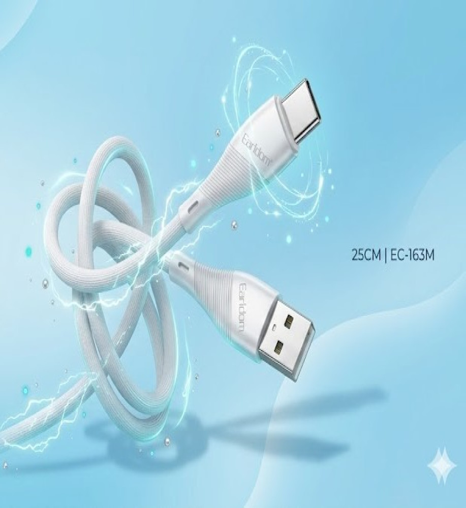  كابل شحن سريع / كابل باور بنك ايرلدوم Earldom EC-163M مايكرو USB بطول 25 سم - بقوة 2.4 أمبير 