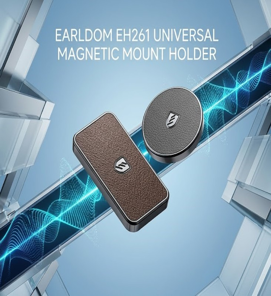  Earldom ET-EH261 Multi-Purpose Round Magnetic Mobile Phone Holder/Mount Holder Compatible with MagSafe for Car, Wall, and Kitchen 