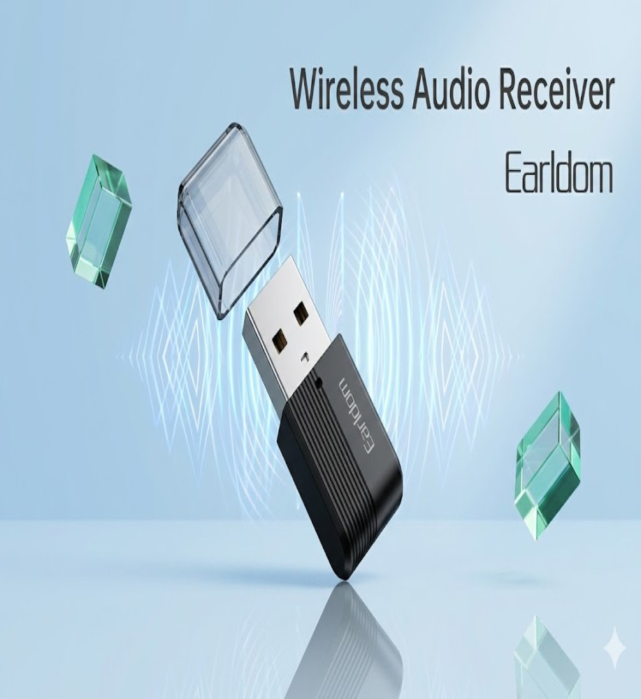  Earldom ET-M90 Bluetooth 5.0 Wireless Audio Receiver with USB Port for Media Players and Car Audio Systems 