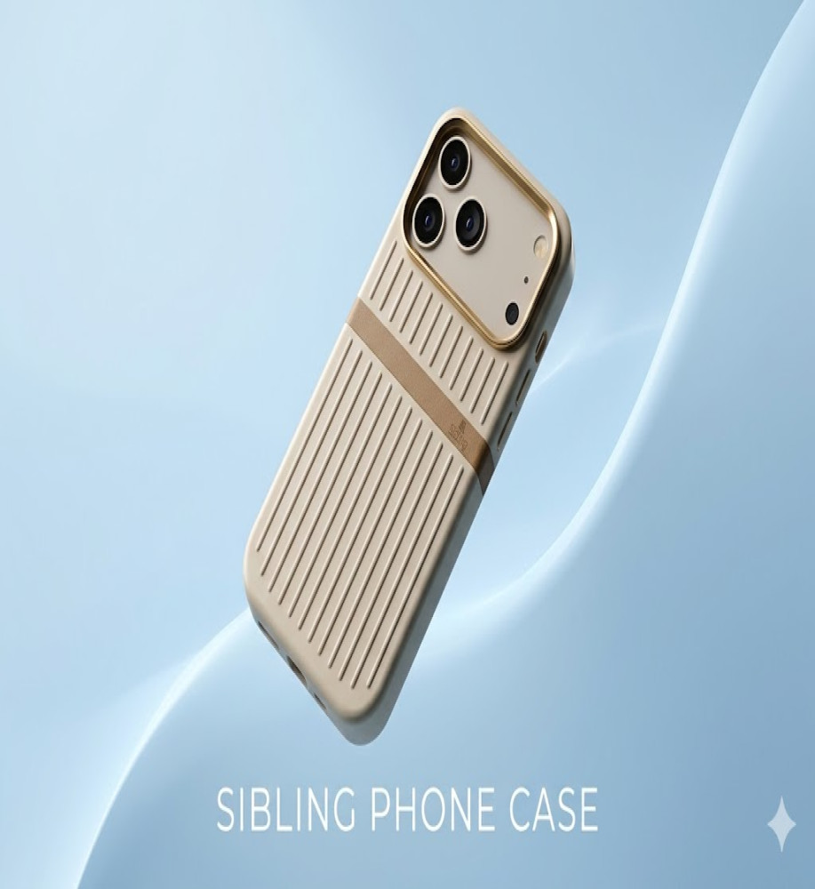  A stylish and protective iPhone 17 Pro case with raised edges to protect against impacts, durable material, gold camera module, secure fit, and a luxurious, practical look. 