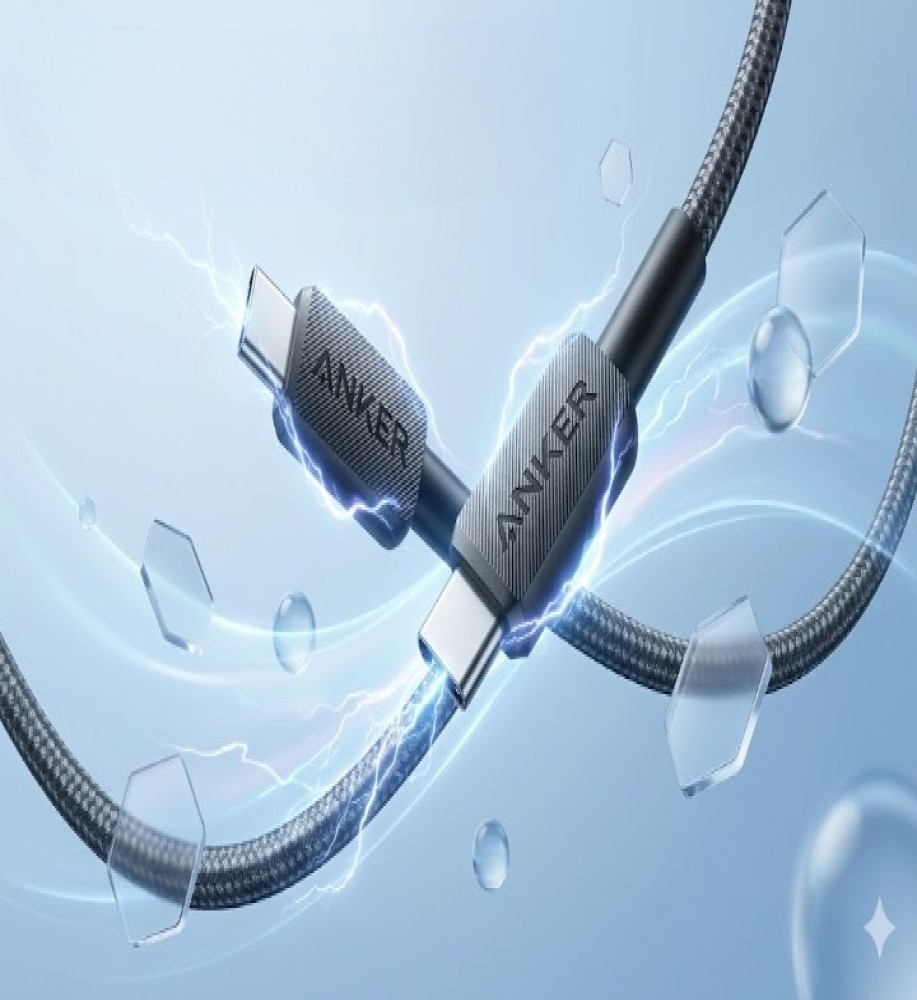  ANKER 322 Type-C to Type-C cable, nylon-lined, 60W, 1.8m length, suitable for Mobile Phones, Tablets, and Laptops. 
