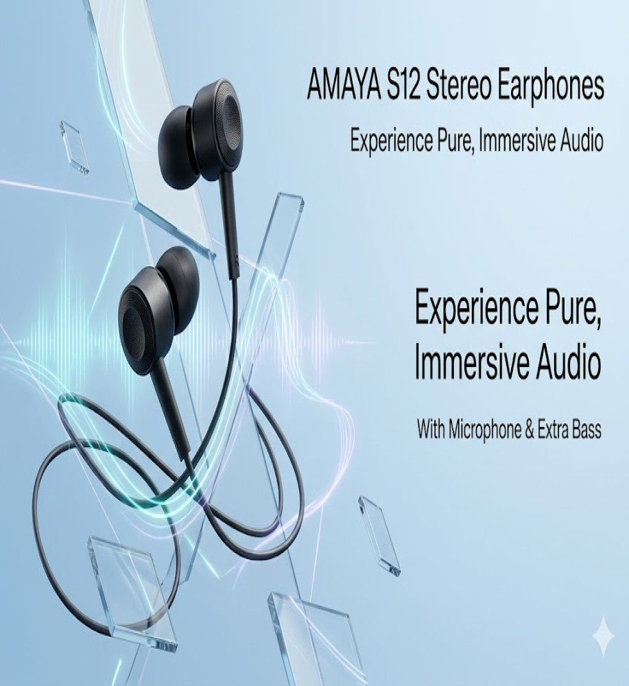  Amaya AMAYA S12 Wired Stereo Earphones with Built-in Microphone and Big Bass Technology - HD High Definition Sound 