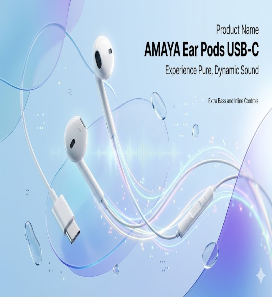  Amaya AMAYA AEP-07 Type-C Wired Earphones - High-Quality Sound with Built-in Microphone for Calls 