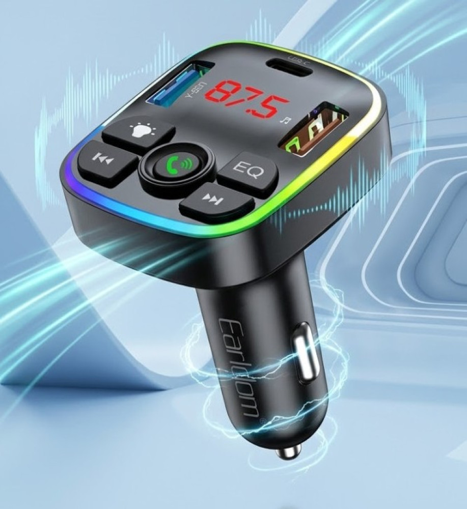  Earldom ET-M110 4-in-1 Wireless Car MP3 Player with 3.1A Power and Bluetooth 5.3, EQ Control Button, and RGB Lighting 