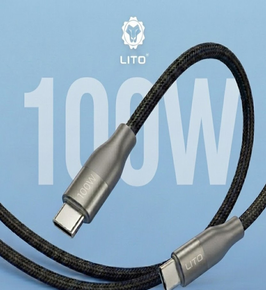  كابل نقل البيانات والشحن السريع LITO LD25CC (Type-C to Type-C) | بطول 2 متر - و قوة 100 واط 