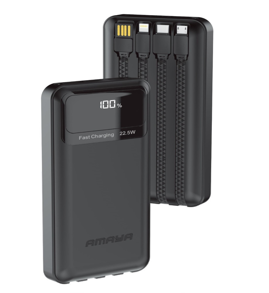  أمايا APB-FD56 باور بانك سعة 10000mAh  شحن سريع PD20W • 22.5W • كابلات تايب سي و ايفوون مدمجة • منافذ متعددة 