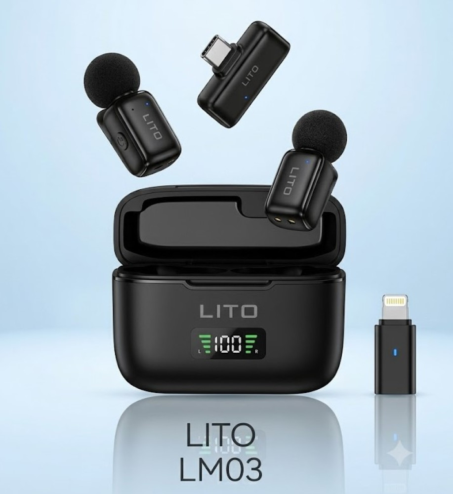  LITO MIC LM03 Smart Wireless / Wireless Microphone with Digital Charging Case, Smart Voice Changer, and AI Noise Cancellation Technology 