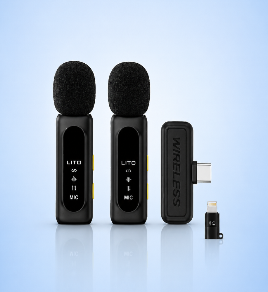  LITO MIC LM02 Smart Wireless Microphone with Magnetic Attachment Feature, Noise Cancellation Technology, and Reverb Effect 