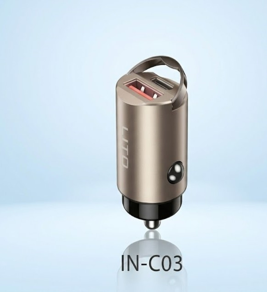  LITO C03 Small Metal Car Charger, 30W - Dual USB-A & Type-C Ports for Fast Charging 