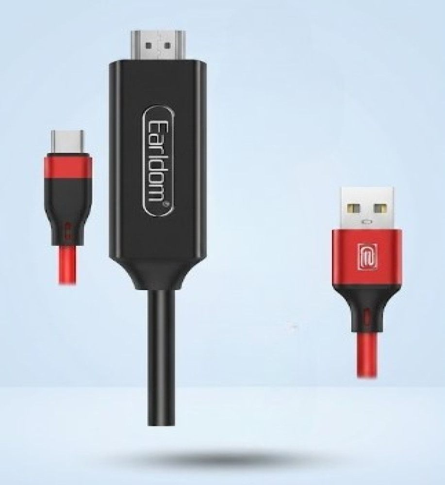  كابل محول إيرلدوم Earldom ET-W12 من منفذ Type-C إلى HDTV لعرض الفيديو وشحن الهاتف بطول 2 متر 