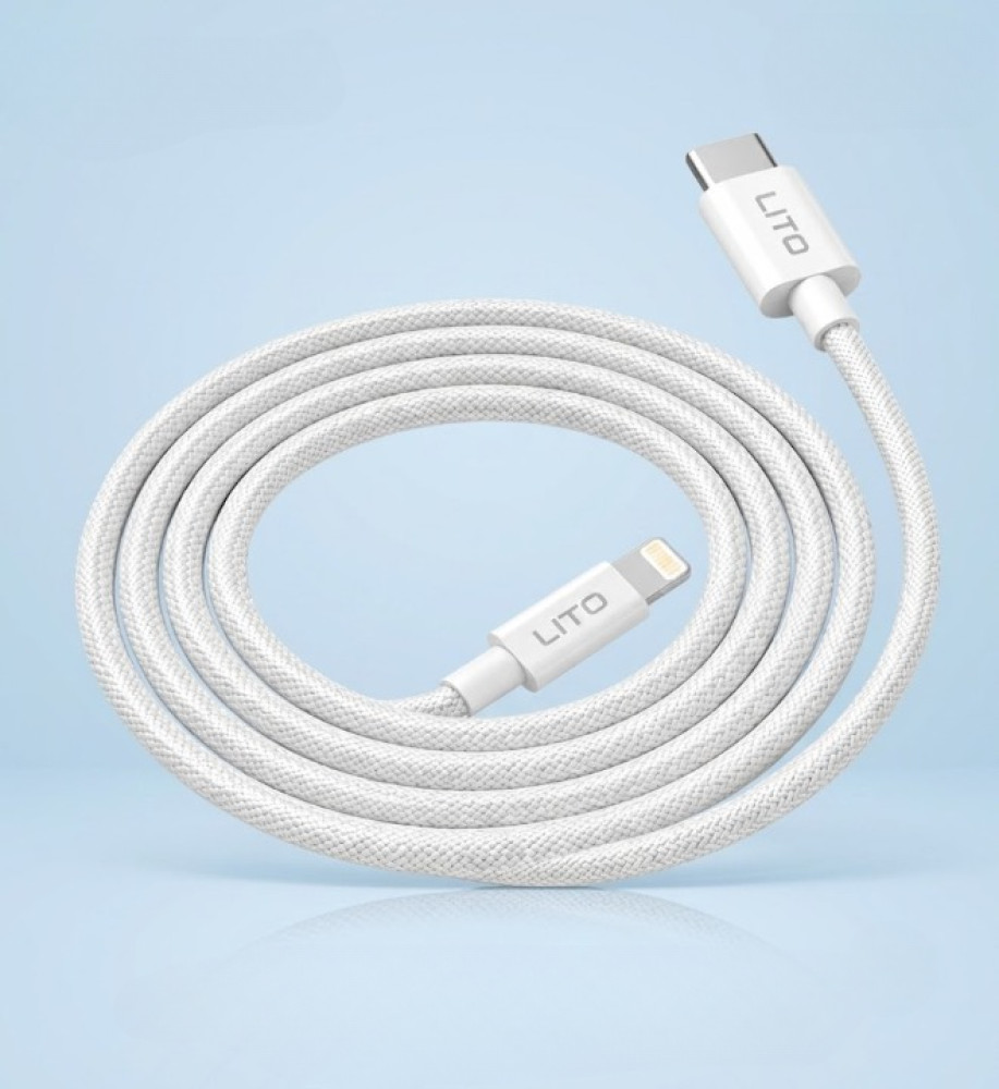  كابل شحن سريع مع دعم نقل البيانات LITO Type-C to Lightning نايلون مضفر 
