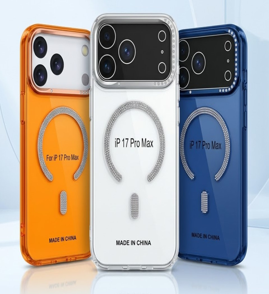  *Luxury Protective Case Embellished with Strass, with Lens Frame Protection & Built-in MagSafe Ring for iPhone 17 Pro Max* 