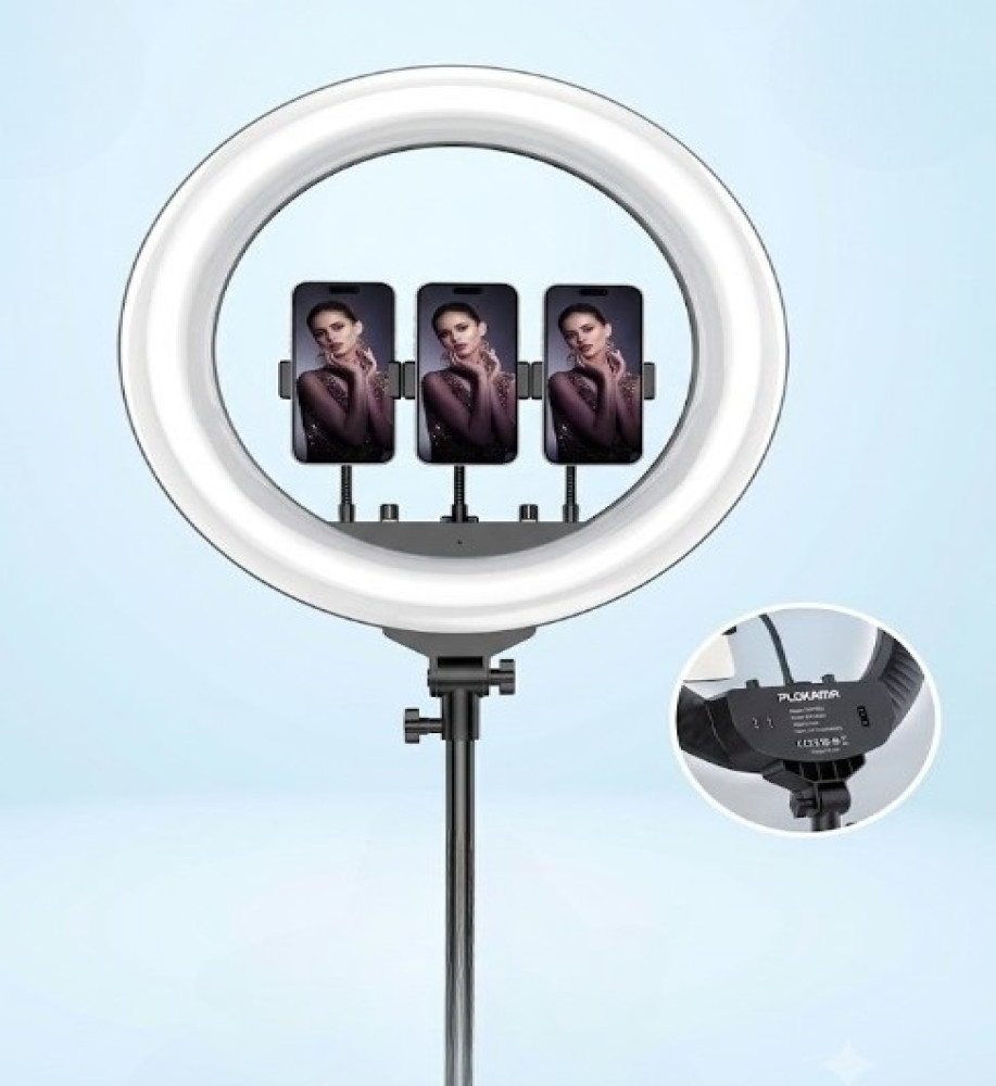  *Professional 45cm (18 inch) Ring Light with 65W Power, Remote Control, and 2 USB Ports for Charging Phones from Plokama* 