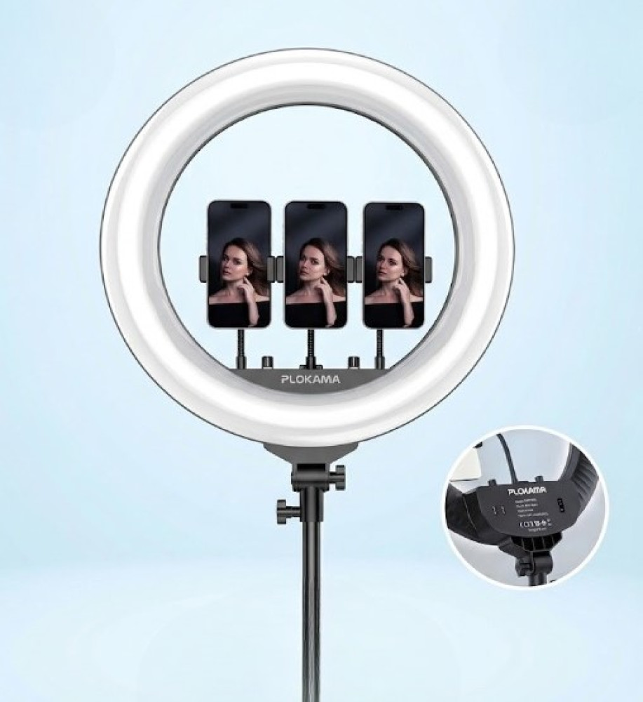  *Professional Giant 56cm (22 inch) Ring Light with 80W Power, Remote Control, and 2 USB Ports for Charging Phones from Plokama* 