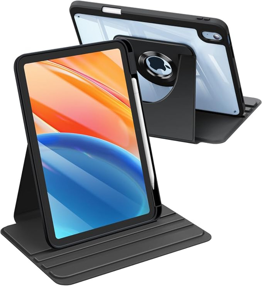  English Product Name: iPad A16 11-inch 11th Gen 2025 Case with 360° Rotating Stand & Clear Back – Black 
