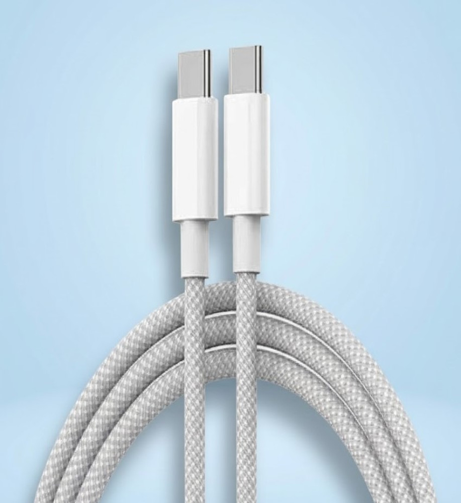  كابل شحن Type-C إلى Type-C يدعم حتى 60 واط بتصميم منسوج مقوّى متوافق مع آيفون وآيباد USB-C 
