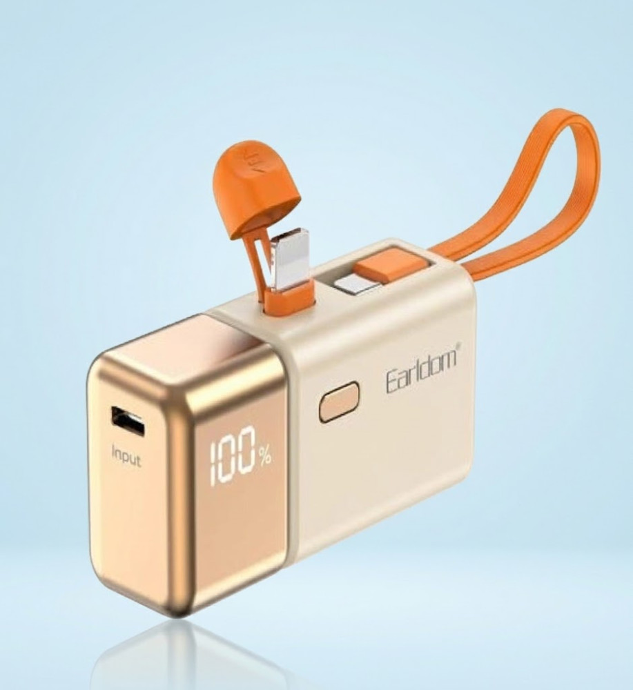  Earldom PD47 2-in-1 Mini 5000mAh Power Bank with 22.5W Fast Charging & Built-in Type-C and Lightning Connectors 