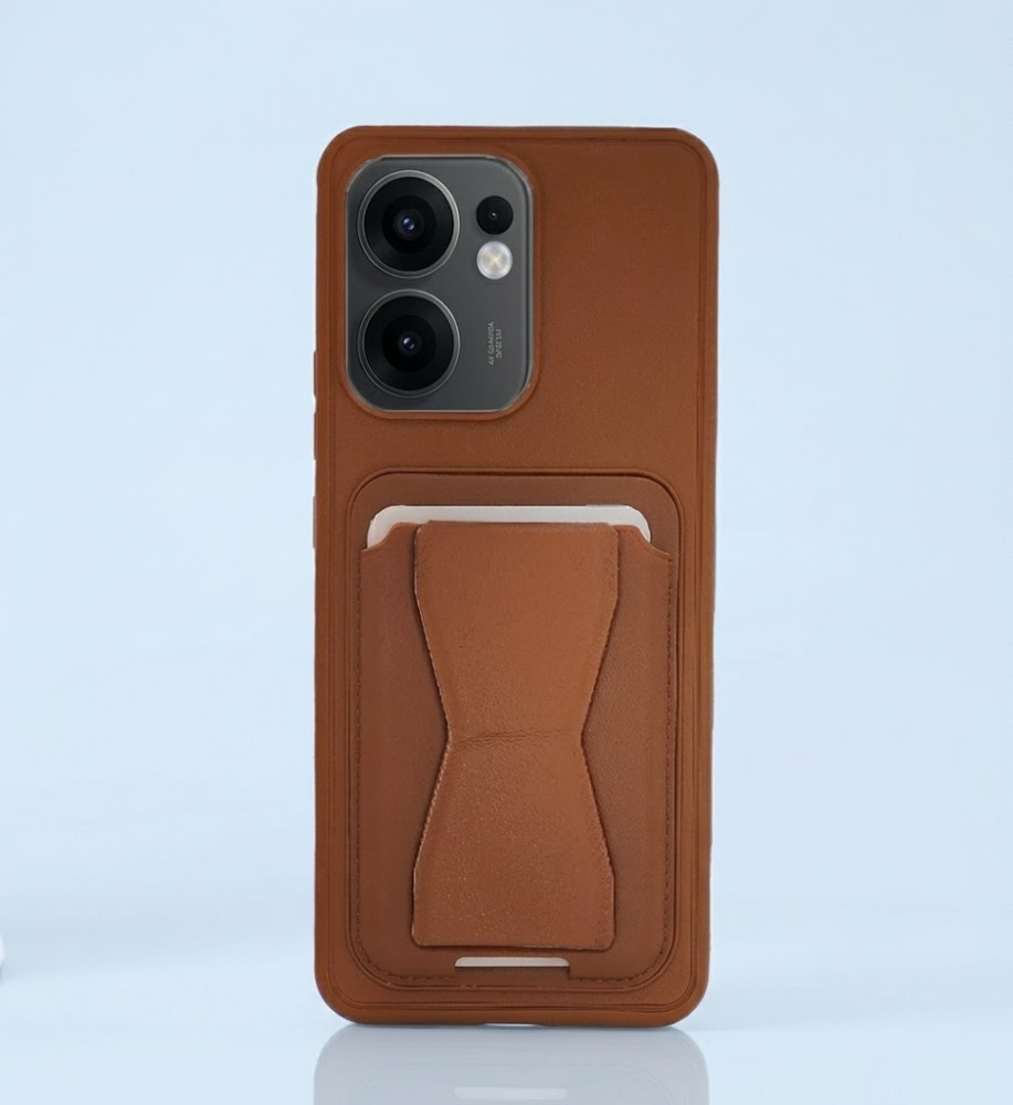  Practical and stylish case: leather-like polyethylene material, raised protective edges, built-in card wallet and hidden kickstand compatible with OPPO RENO 13F 4G 