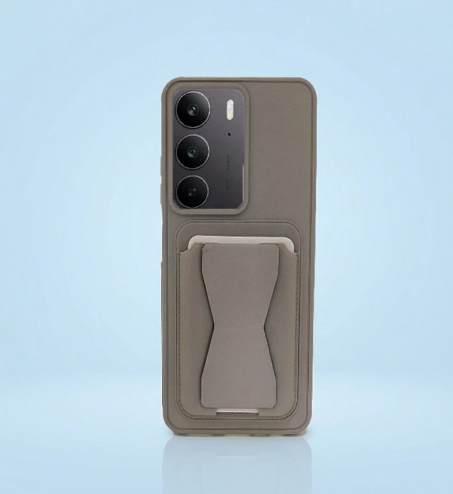  Practical and stylish case: leather-like polyethylene material, raised protective edges, built-in card wallet and hidden kickstand compatible with REALME C75 